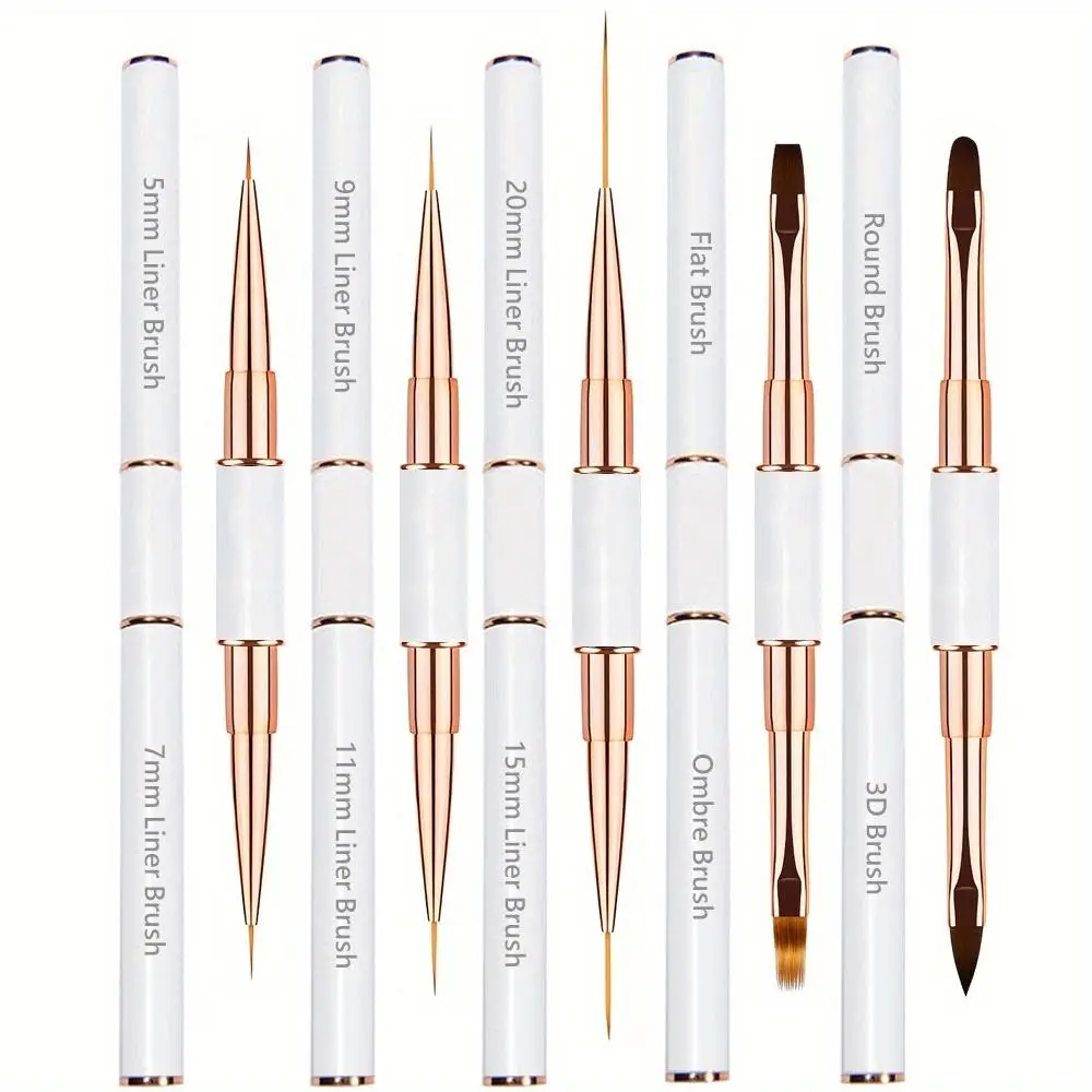 Double-Ended Nail Art Brush Set, 5 Counts, Nail Design Pen for Gel Polish, Liner Brushes, DIY Manicure Tool, Nail Supplies