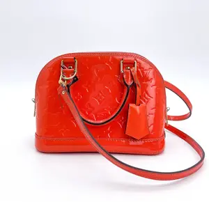 Pre-owned Louis Vuitton leather Crossbody Bags Pomme D'Amour Monogram Vernis Alma BB Bag
