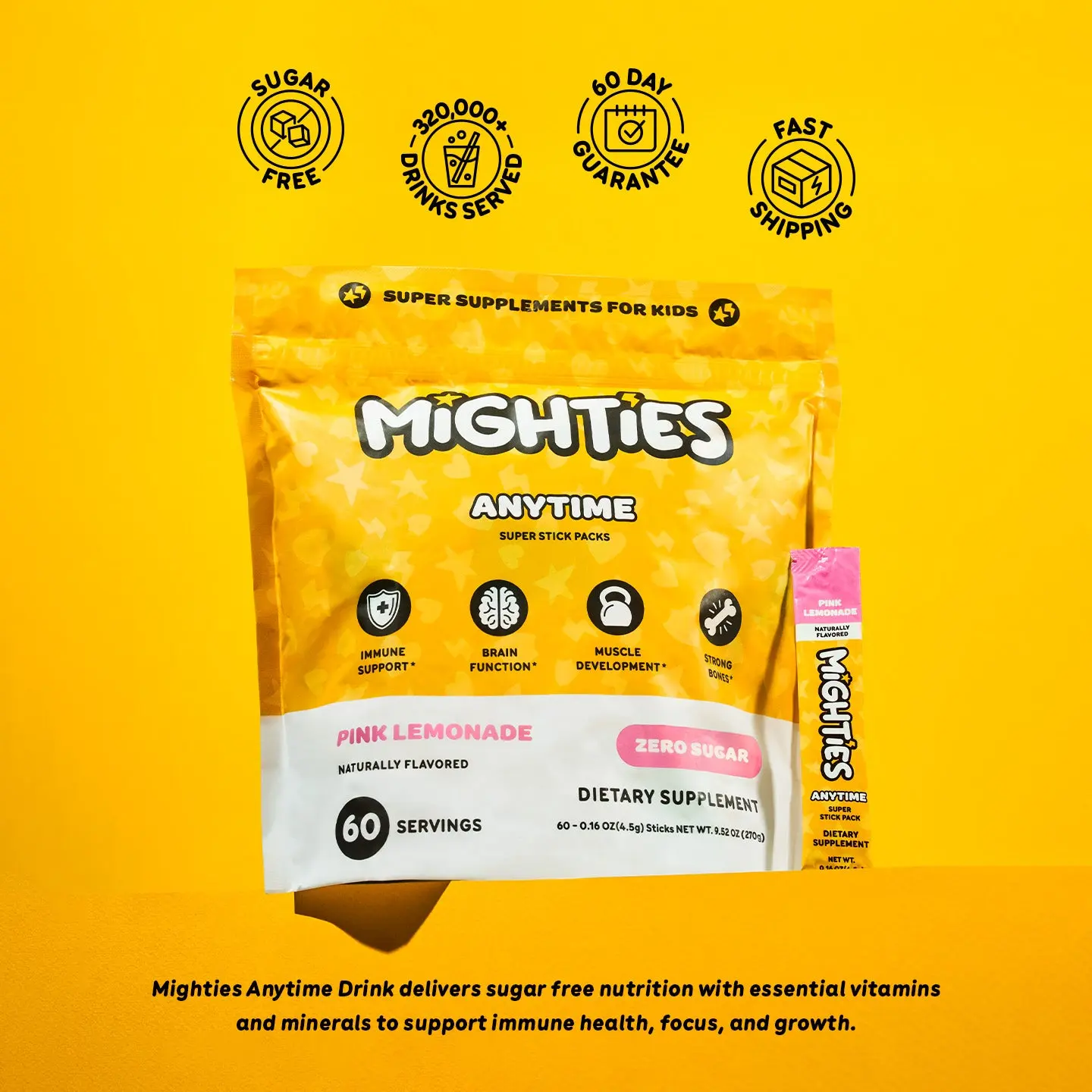 Mighties ANYTIME DRINK Hydration Zero Sugar Colorings Artificial Sweeteners Essential Aminos Vitamins