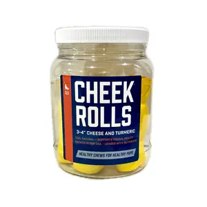 3-4" Cheese and Turmeric Collagen Cheek Rolls (5 Pack) 100% Natural and Extra-Thick