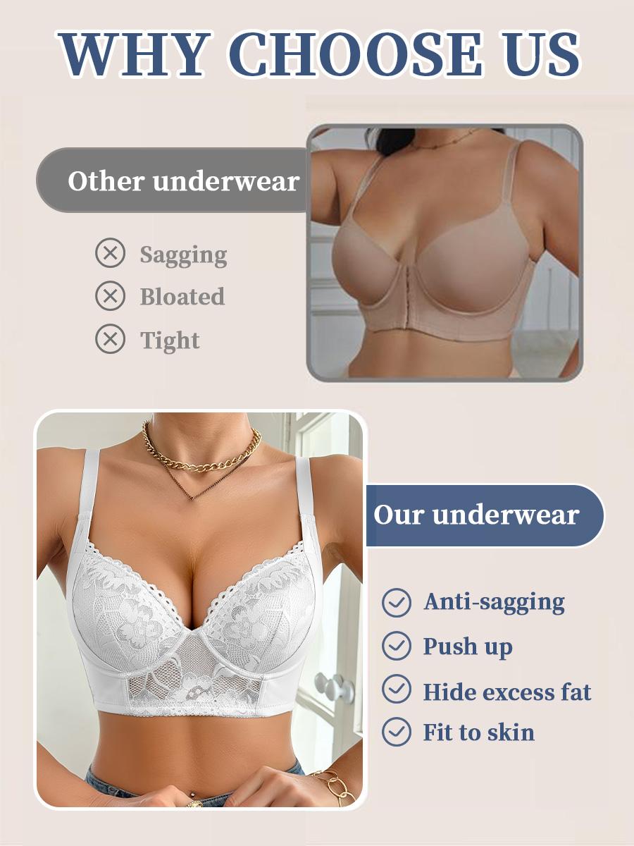 3pcs Women'S Underwire Push-Up Bra Set with Lace Trim - Elegant Solid Color Bra, Non-Removable Pads, Comfortable Everyday & Special Occasion Wear, Everyday Comfort | Elegant Bra Set | Underwire Support