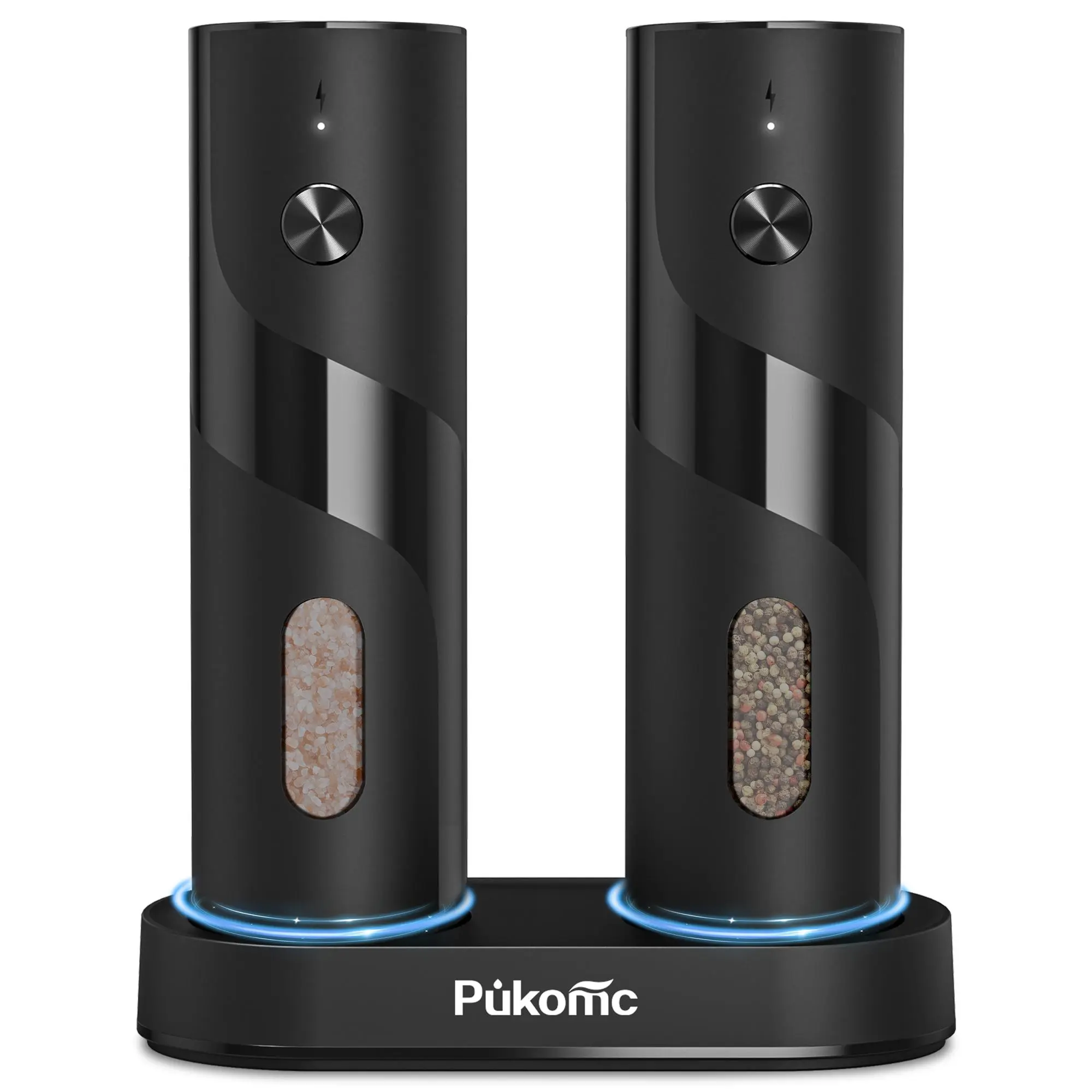 Pukomc Electric Salt & Pepper Grinder Set - 6 Adjustable Fineness Levels, Fast USB-C Charging (<2Hrs), 360° One-Hand Operation, LED Lighting & Easy Refill - Kitchen Essential Seasoning Utensils,summerwins