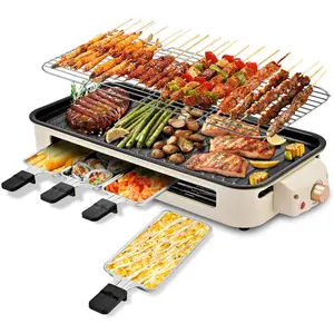 Pukomc ProGrill 2-in-1 Electric Grill | Reversible Grill/Griddle Plate, 1500W Dual-Zone Temp Control, Detachable & Dishwasher Safe, Stainless Steel + Oil Drip Tray