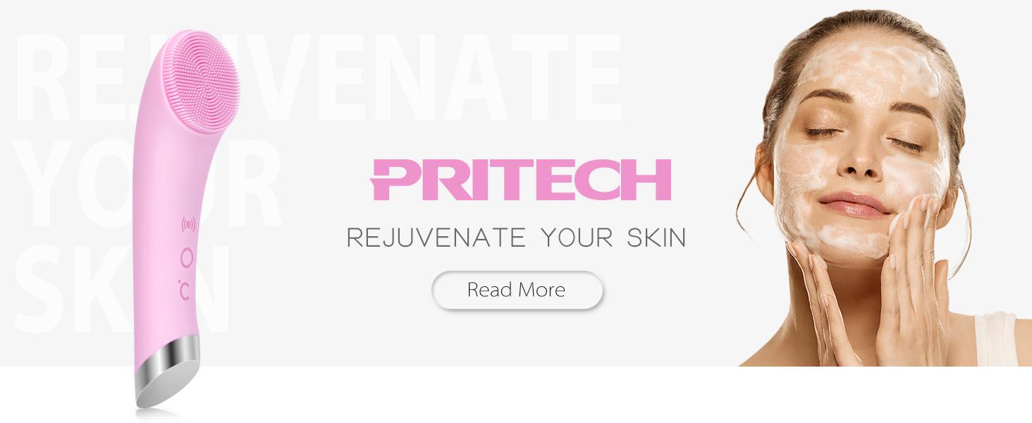 Facial Cleansing Brush, PRITECH Heatable Vibrating Face Scrubber with Massage, Silicone Face Scrubber for Women & Men, Electric Facial Cleanser for Deep Cleansing, Gentle Exfoliating (Pink) Facial Cleansing Brush, PRITECH Heatable Vibrating Face Scrubber with Massage, Silicone Face Scrubber for Women & Men, Electric Facial Cleanser for Deep Cleansing, Gentle Exfoliating (Pink)