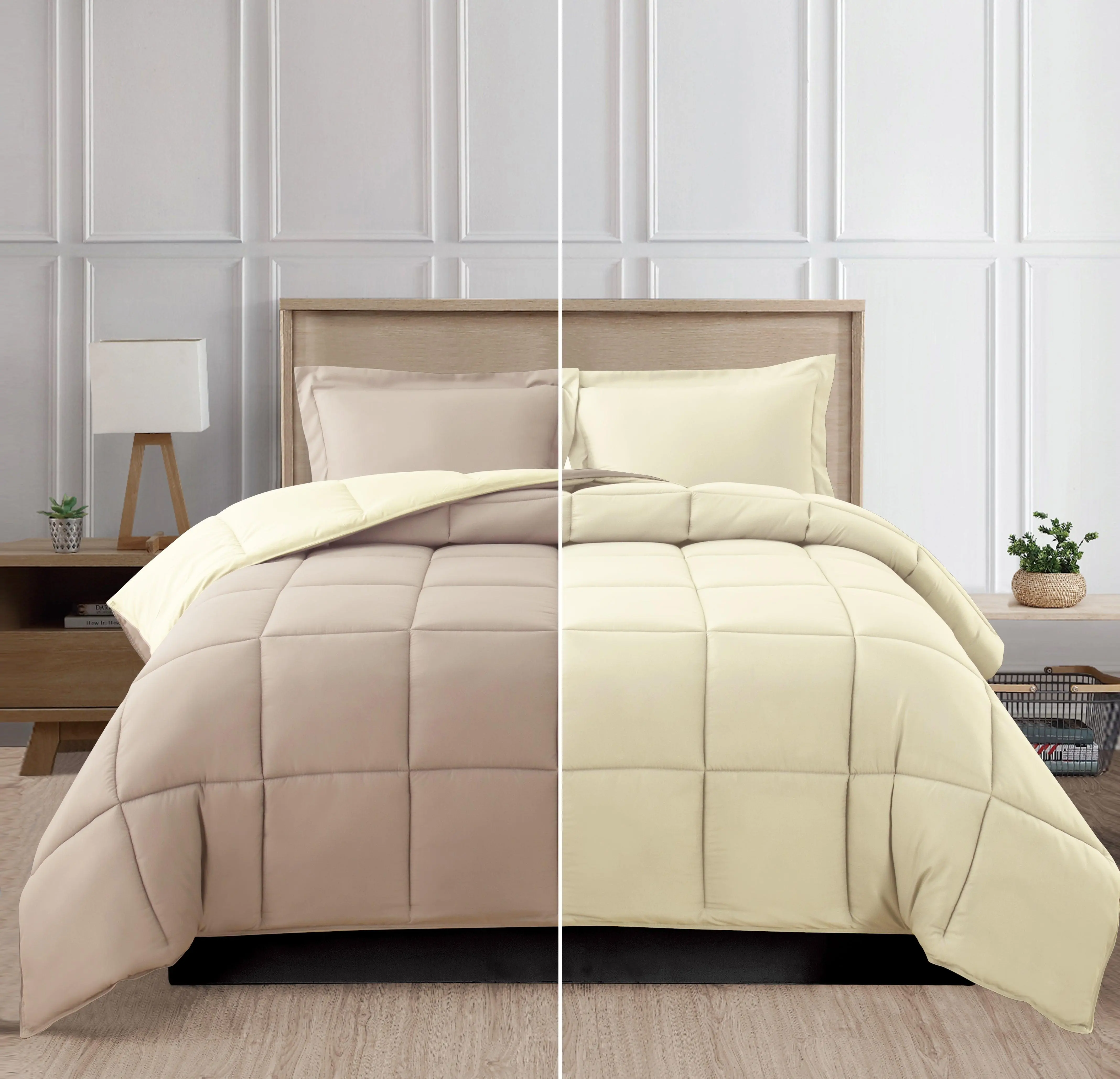 Elegant Comfort 3-Piece Reversible Box-Stitched Comforter Set – Ultra-Soft Down Alternative with Corner Tabs