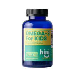 HINI Omega-3 for Kids - Children's DHA Fish Oil Supplement for Brain Development Eye Health Immune Support Strong Bones Heart Health Vitamins for Kids Easy-to-Swallow Softgels Natural Lemon Flavor