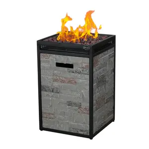 Afterglow Terrafab  Grey Panels with Steel Frame 16" Square 40,000 Btu Propane Fire Column  Outdoor Gray Fire Pit