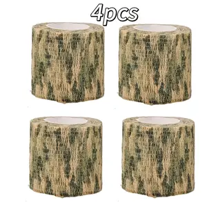 4-Pack Camo Cohesive Wrap Tape – Non-Woven Self-Adhesive Bandage for Sports, Cycling, Hunting Gear, Survival Kits, Tactical Equipment, Survival Tools & Outdoor Protection