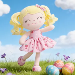 Gloveleya Spring Princess Doll, Soft Curly Hair Girl Plush Toy, Perfect Easter Basket Stuffer & Birthday Gift for Toddlers 0-6 Years, Adorable 12-16 Inch Cuddle Stuffed Toy for Girls