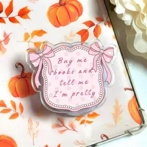 Buy Me Books and Tell Me I’m Pretty Kindle Grip Pink Coquette Bow Aesthetic, Cute Bookish MagSafe Holder, Girly Reader Accessory