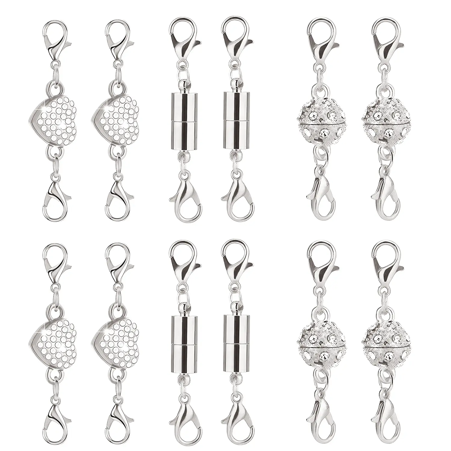 Lotosug 12 Pack Magnetic Necklace Clasps and Closures Necklace Jewelry Extender, Magnetic Lobster Clasp Extenders, for Necklaces & Bracelets, Easy Jewelry Converter for Women, Seniors, and Everyday Wear