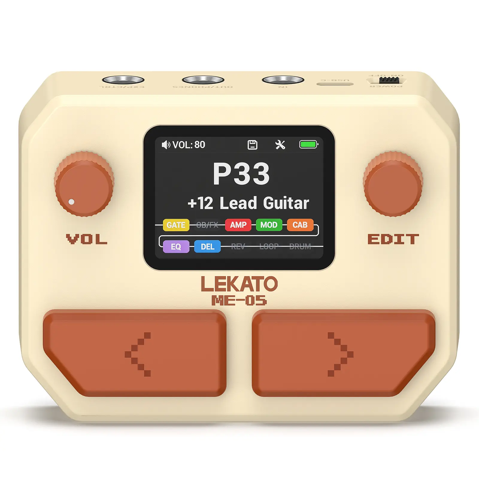 LEKATO ME-05 MINI Pocket Multi-Effects Guitar Pedal with 10 Effects Modules 100 Drum Rhythms and 40-second Stereo Looper 99 Presets 40 Amp/Cab Electric Guitar Effects Processor OTG USB Audio Interface BT High-Quality Audio Interface