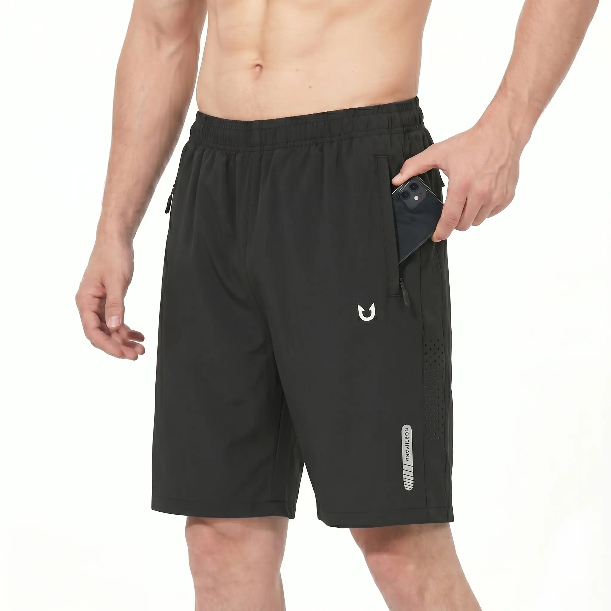 NORTHYARD Men’s 7" Active Athletic Running Shorts - Waterproof, Quick Dry, Lightweight Gym Workout Shorts with Zipper Pockets & Reflective Strips
