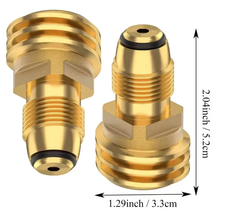 2PC POL To QCC1 Propane Adapter | Old To New, Converts POL LP Tank Service Valve to QCC1/Type1 Hose or Regulator