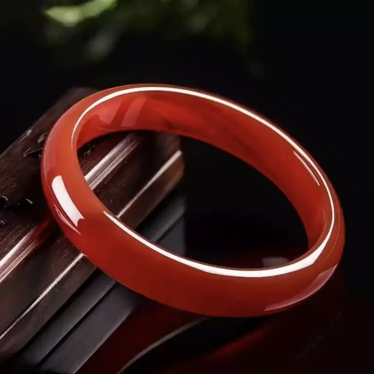 Women's Red Jade Bangle - Natural Crystal Jewelry Accessory, Ideal Gift for Women, Jade Bracelet