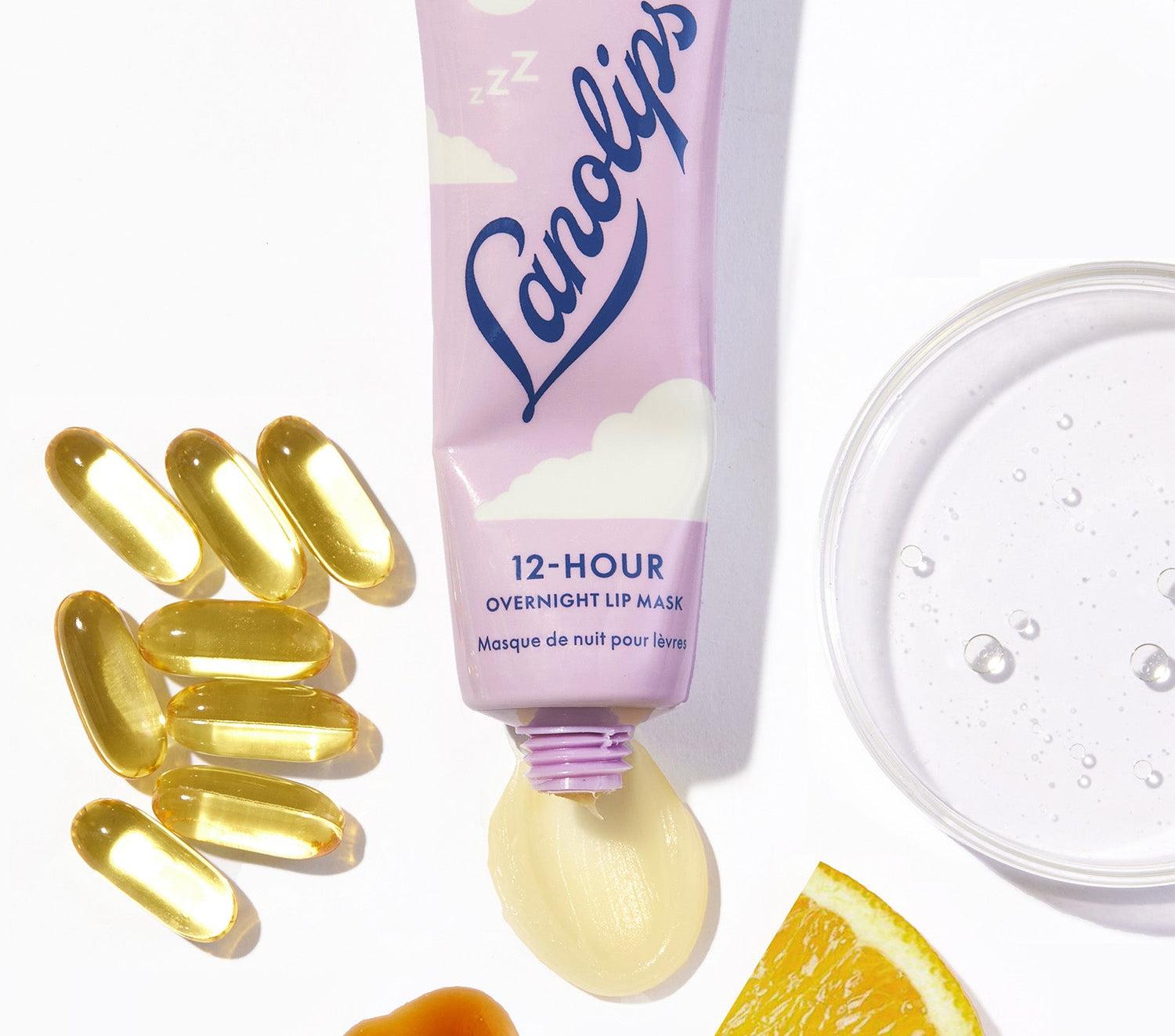 12 Hour Overnight Lip Mask Ultra Hydrating Lip Sleeping Mask with Lanolin, Hyaluronic Acid, Ceramides & Vitamin C