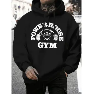 Powerhouse Gym Fashion Print Mens Casual And Cozy Hoodies Trendy Long Sleeve Hooded Sweatshirt For Autumn Winter