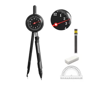 Leven Compass Geometry Tool with Visible Accurate Dial, Adjustable Drawing Compass & Protractor Set, 2mm-120mm Precision Math Compass with Safety Cap, Back to School Geometry Drafting Supplies for Students 8+