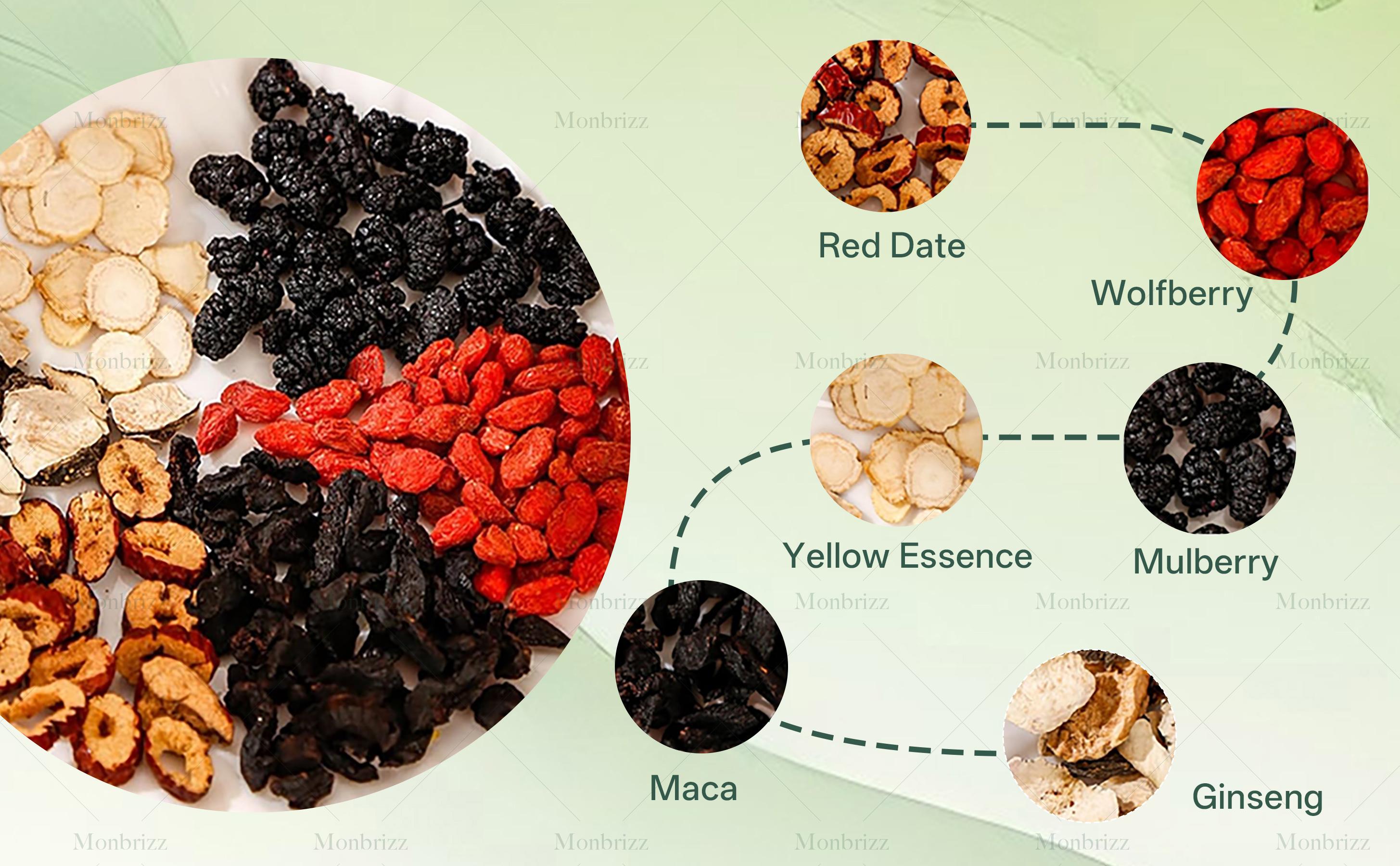 [Upgraded Formula]MONBRIZZ Five Treasure Ginseng Kidney Tea Organic Gift for Mom & Men 7 Precious Ingredients Formula Natural Herbal Beverage Good for Kidney