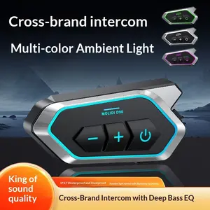 ️️️️MIDOLA D90 Motorcycle Intercom Headset | Cross-Brand Pairing, IP67 Dustproof & Waterproof, RGB Ambient Light，RGB Lights + Group Ride Sync! helmet