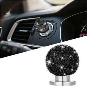 Bling Car Push Start Button Cover, Crystal Rhinestone One Touch Vehicle Engine Ignition Switch Knob Sticker, Diamond Auto Start Stop Decorative Cover, Universal for SUV, Truck, Sedan (Black)