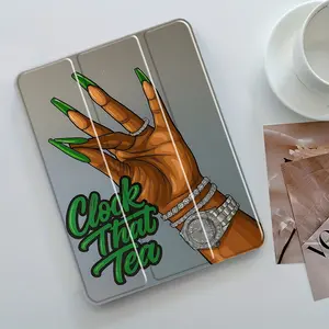 Hand Design Three-tiered stand iPad case, Tablet Accessories, Transparent Acrylic Hard Back Panel With Pencil Slot, Suitable for All iPad models, Scratch-resistant Ultra-thin, Shock-resistant Full Cover Suitable for Offices Schools and Homes