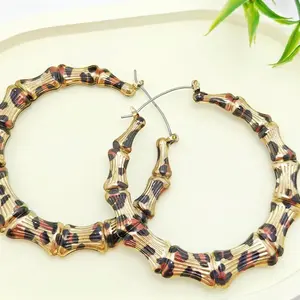 Golden Bamboo Leopard Hook Earrings 90’s Style