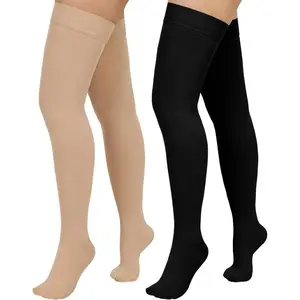 2 Pairs Compression Stockings for Women & Men,20-30mmHg Thigh High Compression Socks,Closed Toe Medical Compression Socks with Silicone Dot Band-Best Support for Nursing Sports Varicose Veins