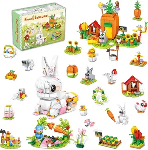 Easter Bundle 24Packs Easter Egg Fillers-24 in 1 Easter Bunny Carrot House Building Block Sets For Easter Egg Stuffers Easter Egg Fillers Easter Basket Stuffers Gift Classroom Goody Bags Party Favors For Kids 6+