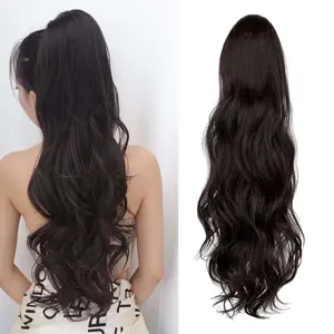 Lansigreen Ponytail Extension 140g 22inch Long Drawstring Loose Wavy Pony Tails Hair Extension Synthetic Hairpieces for Women Daily Party Summer Vibes