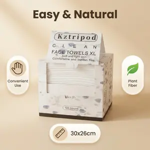 Face Towels, XL Facial Dry Towels 10x12 Inch, Biodegradable Disposable Face Wipes for Makeup Remover, Skincare & Face Cleansing, Lint-Free, 50Coun