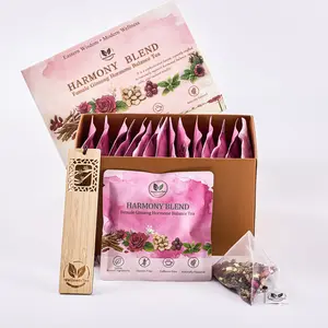 Female Ginseng Hormone Herbal Beverage Tea - Harmony Blend, 9 Fusion Herbs, Eastern-Western Wellness Formula, Supports Hormone Balance & Women's Vitality, 15 Caffeine-Free Gluten-Free Natural Teabags