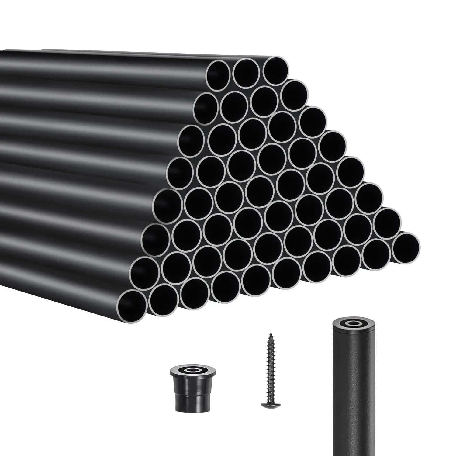 【SummerFinds】VEVOR Staircase Balusters 51 Pack,  , 32 In Aluminum Stair Balusters, 3/4 Inch Water-Proof Round Metal Spindle Railing, Hollow Deck Railing with Rail Caps & Screws for Stairs, Porch, Patio, Matte Black