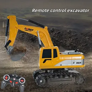 Remote Control Excavator Toy, Rechargeable Alloy Shovel Head, 360° Rotation, for Ages 3–12, Construction Vehicle Birthday Gift