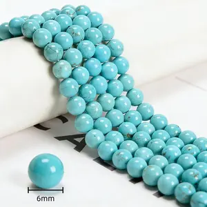 Blue Turquoise Smooth Round Beads 6mm 8mm 10mm 12mm 15.5" Strand