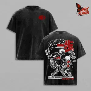 Hajime no Ippo Boxing T-Shirt – Vintage Washed Hajime no Ippo Inspired Tee, The Fighting Ippo Anime Graphic Shirt, Oversized Soft Cotton Streetwear, Anime Streetwear Apparel, Soft Cotton Casual Unisex Top, Gift for Anime Fans, Gym Pumper Cover