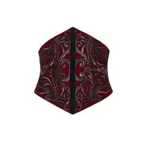 Blood Countess Embroidered Velvet Corset [Black/Red]