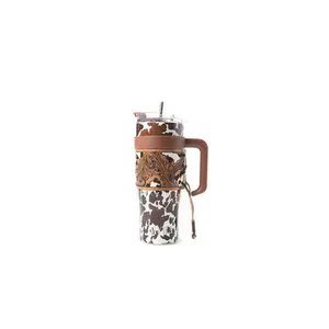 Wide Wyoming Tumbler In Brown and White