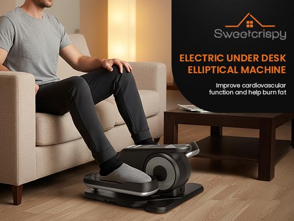 Under-Desk Elliptical Machine - Compact, Quiet Mini Pedal Exerciser with Adjustable Speed, LED Display, Portable Fitness Solution for Home, Office Workouts