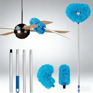 Ceiling Fan & Household Dust Buster:RemovableMicrofiberDuster with Washable Feature, ldealforSummer and FallCleaning tool, a Decoration.worthyHousekeeping Essential,Extension PoleCeiling Fan Duster Extendable Pet Foldable Multifunctional