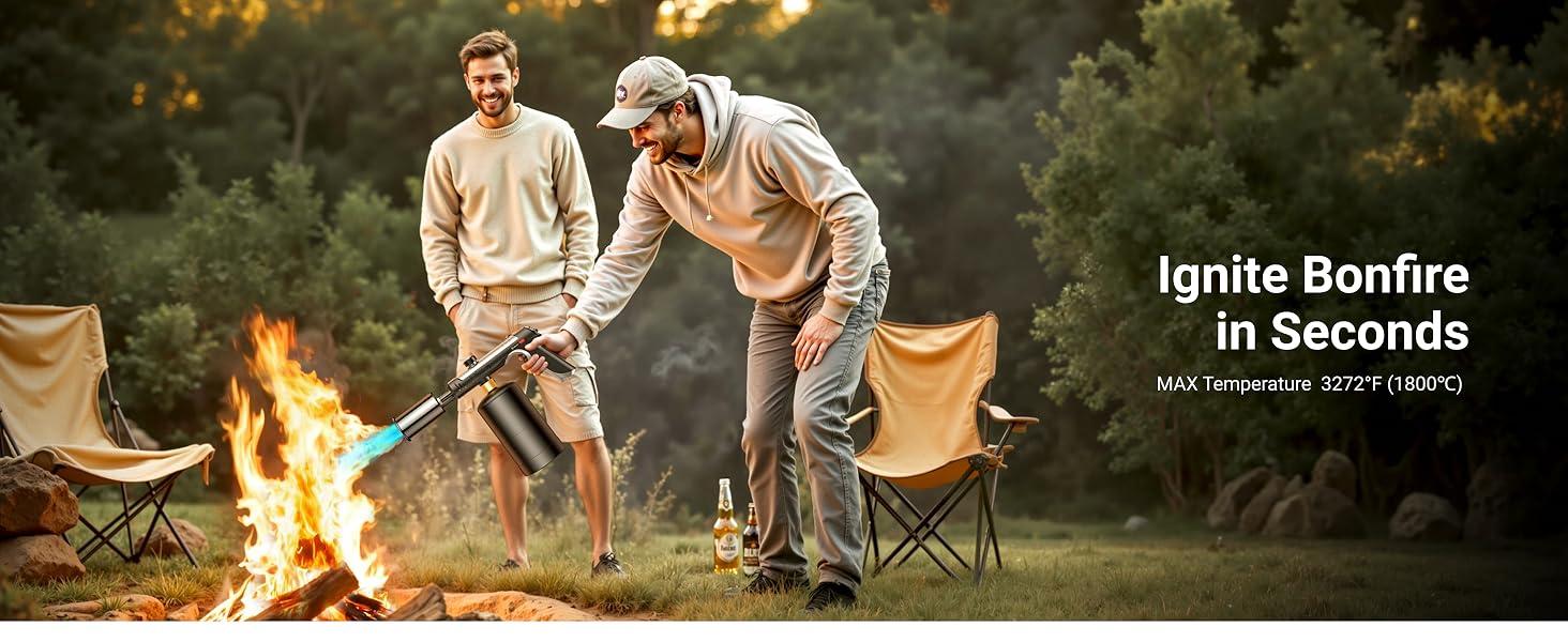 【FathersDayGift】Sakerplus Propane Torch(Tank Not Included) for Searing & Grilling: Powerful Blow Torch with One-Touch Ignition and Adjustable Flame – Versatile Tool for BBQ and Fireplace