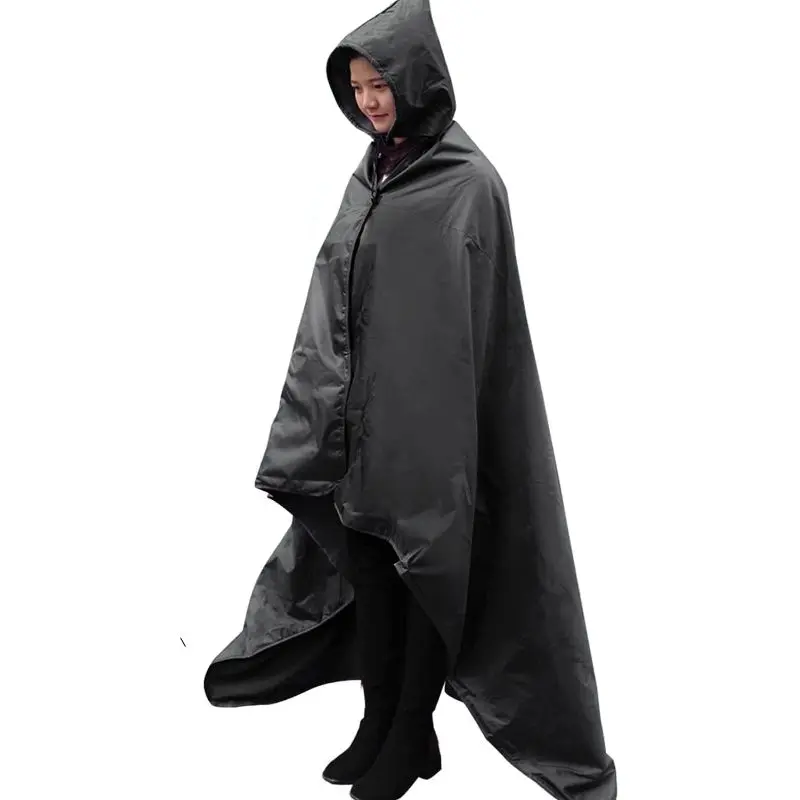 Wearable Hooded Stadium Blanket – Waterproof Fleece Outdoor Blanket Windproof Outdoorgear for Camping, Sports, Beach & Picnic (79"x56")