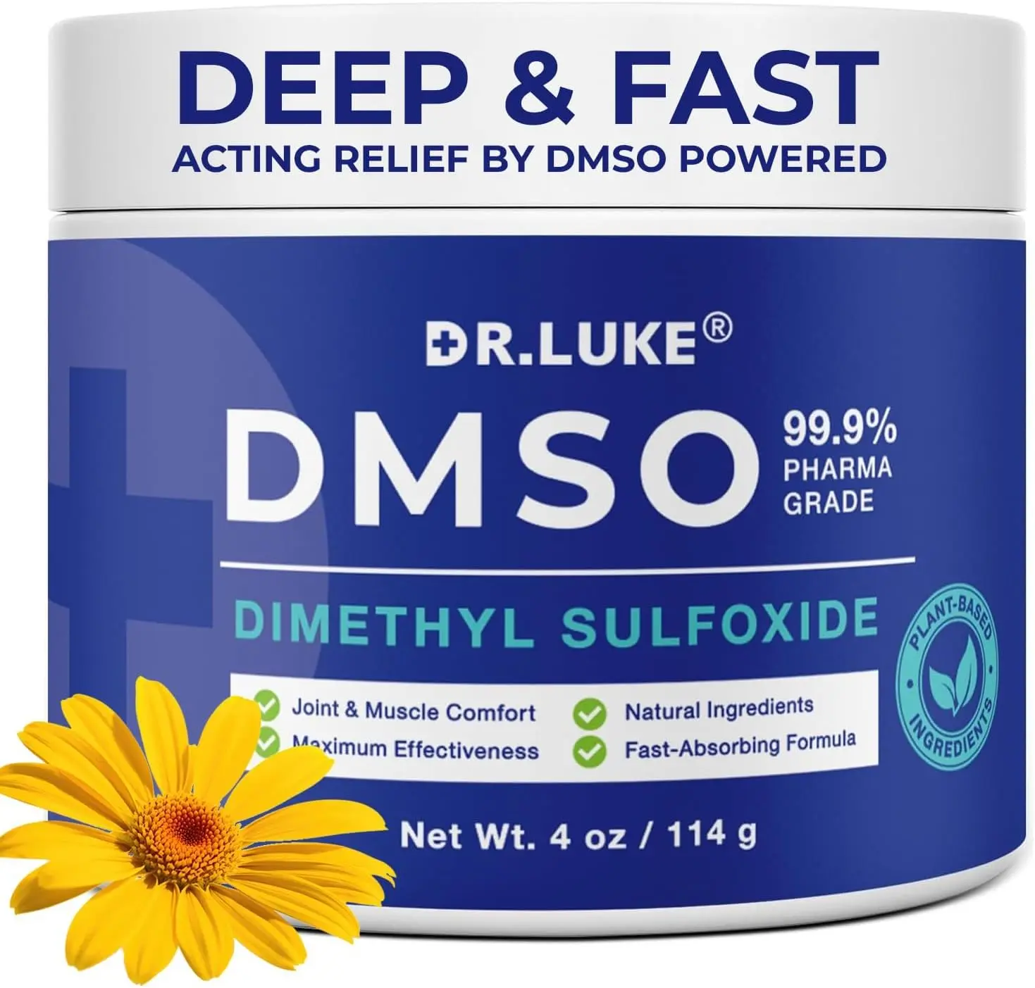 Dmso Cream: 99.9% Pure DMSO Pharmaceutical Grade Cream with Arnica, Frankincense, Magnesium, Curcumin, Vitamin E for Topical Muscle, Joint Comfort - 1 Pack