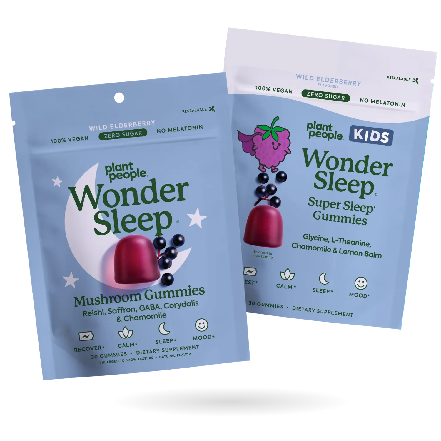 Wonder Family Sleep Set - Wonder Sleep Adults + Kids Sleep Gummies, Melatonin Free, Sugar Free