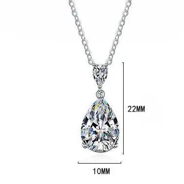 14K White Gold 2 Carat Pear Teardrop Cut D Color Moissanite Diamond Necklace With Certificate
