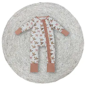 Baby Girls Pink Bows Mallard Ducks Hunting Season Long Sleeve Round Neck Ruffle Zip Footie Rompers Sleepwear