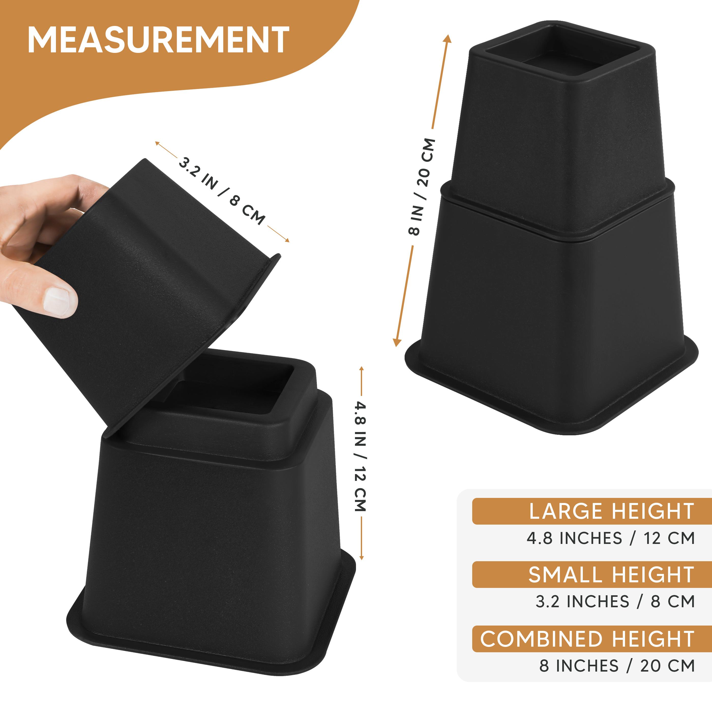 Utopia Bedding Adjustable Bed Risers 3, 5, 8 Inch – Heavy Duty Set of 4 for Bed, Couch, Desk – Supports 1300 lbs – Under Bed Storage – Black Utopia Bedding Adjustable Bed Risers 3, 5, 8 Inch – Heavy Duty Set of 4 for Bed, Couch, Desk – Supports 1300 lbs – Under Bed Storage – Black