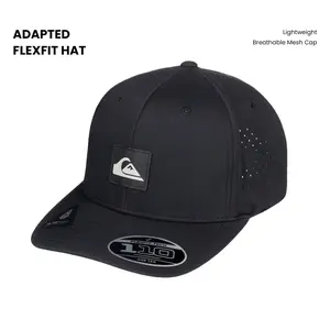 Quiksilver | Adapted Flexfit Hat | Lightweight Breathable Mesh Cap | Adjustable Velcro Closure for Running, Beach, Summer Outdoor Sports | Black