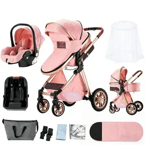 Weekly Picks |  Deals 4-in-1 Portable Foldable Toddler  with Sunshade Lightweight Vintage Multifunctional  Outdoor Travel  & Accessories car seat Folding Wagon Convertible High rain cover gear stroller modern baby alloy metal material midsize running