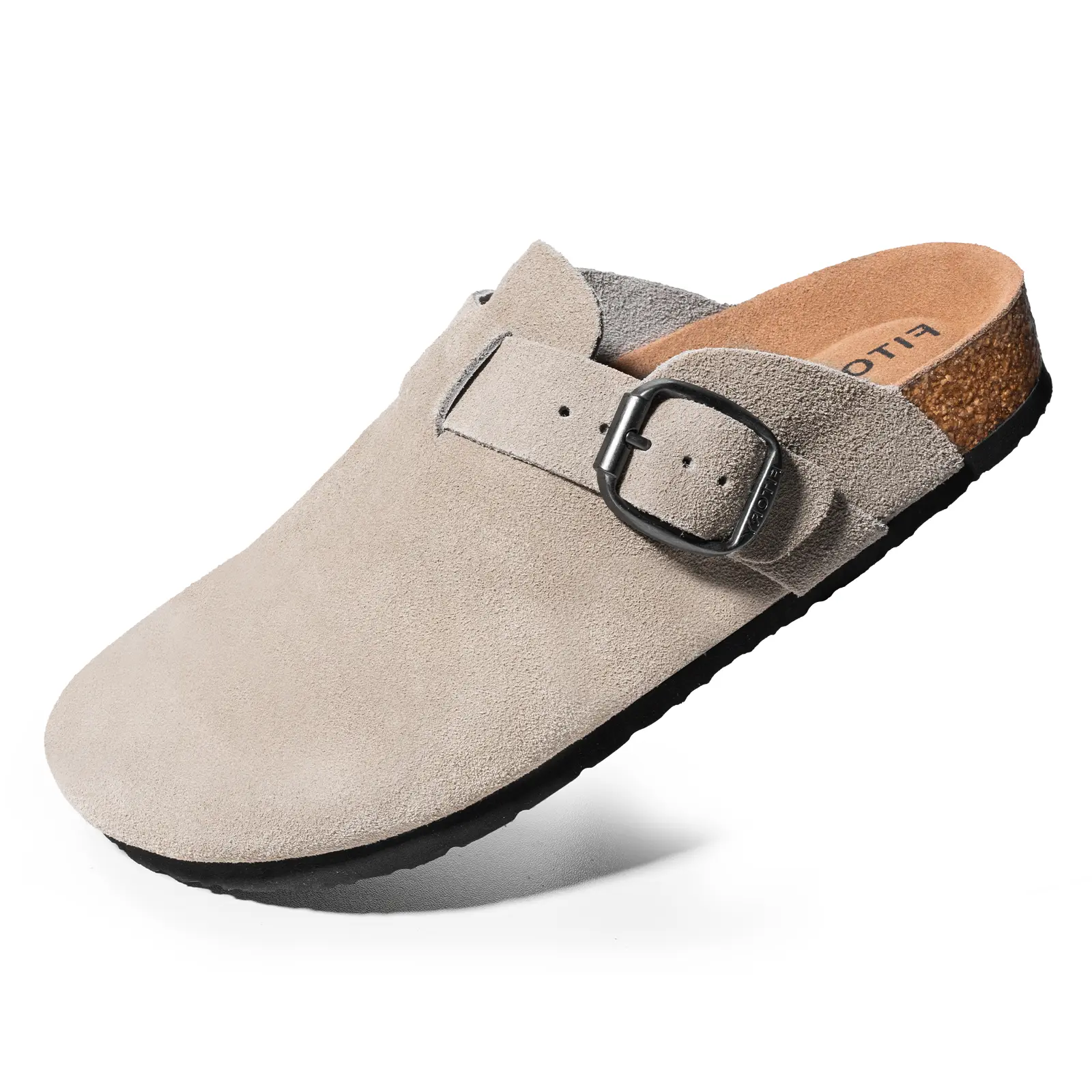 FITORY Breathe Men’s Soft Clogs - Men’s Shoes with Fashion Suede Leather, Adjustable Straps, Arch Support, Non-Slip Mules, Walking Shoes